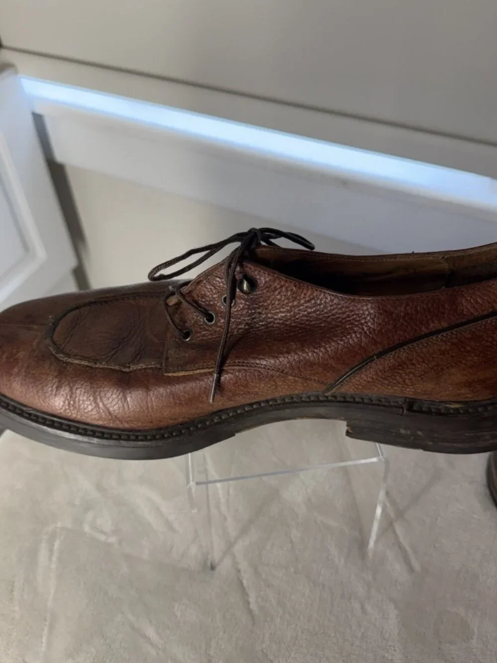 COLE HAAN Sz. 9.5 D Brown Cognac Leather Men's Oxford Shoes Lace Vintage Nice
